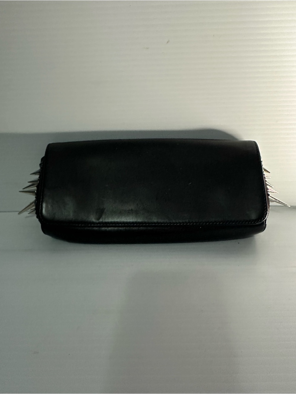 Christian Louboutin Black Leather Spike Accent Clutch